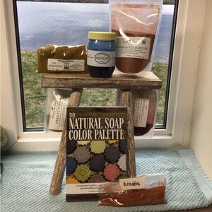 Soap making Supplies, Book and natural colorants.